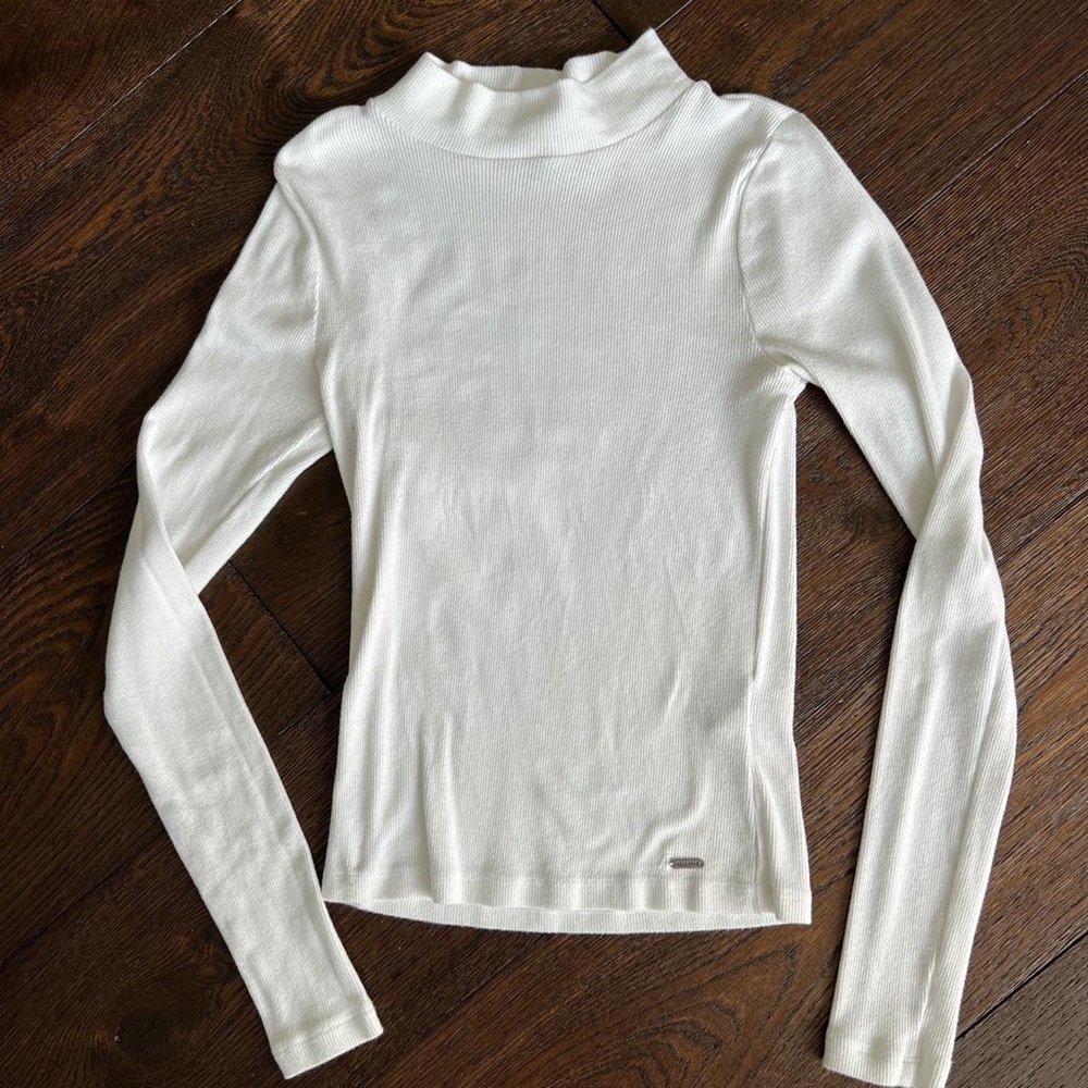White Mock Neck Shirt - From Hollister